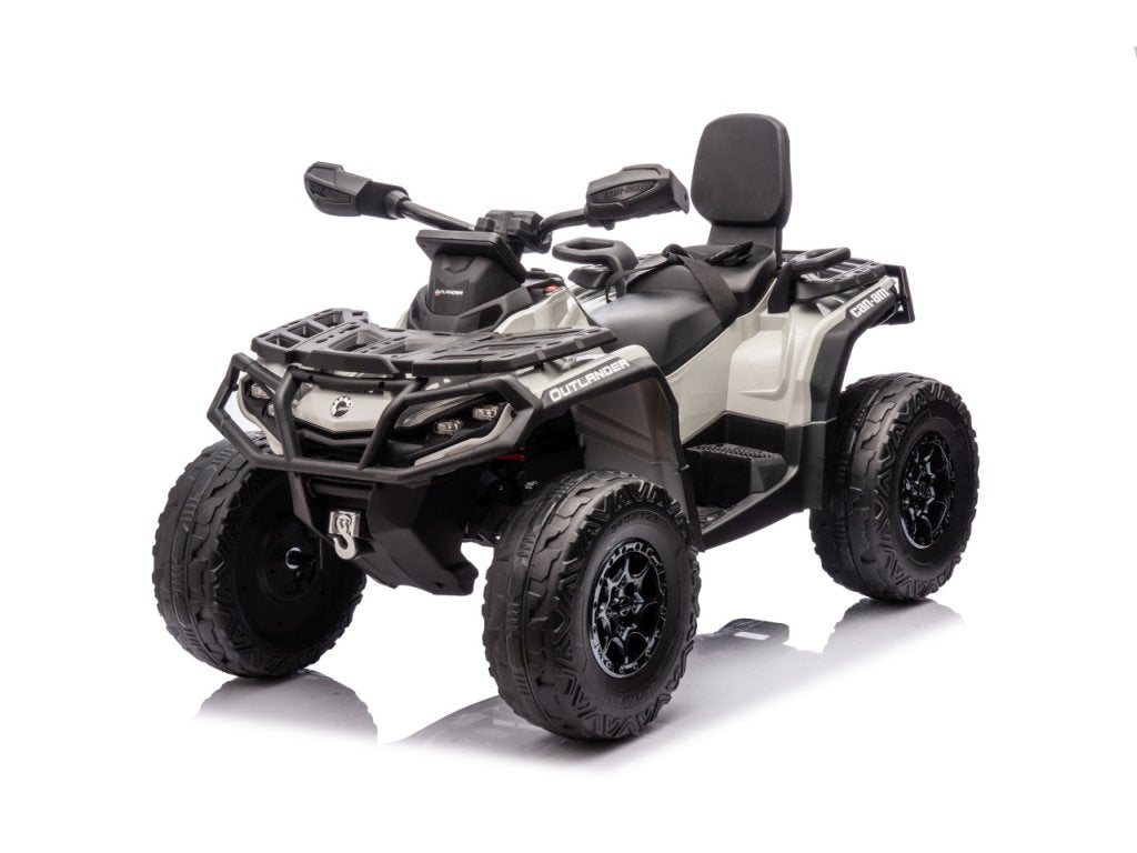 Grey 24V Premium Edition Can-Am Outlander 4WD Ride-On Quad ATV for 2 Kids