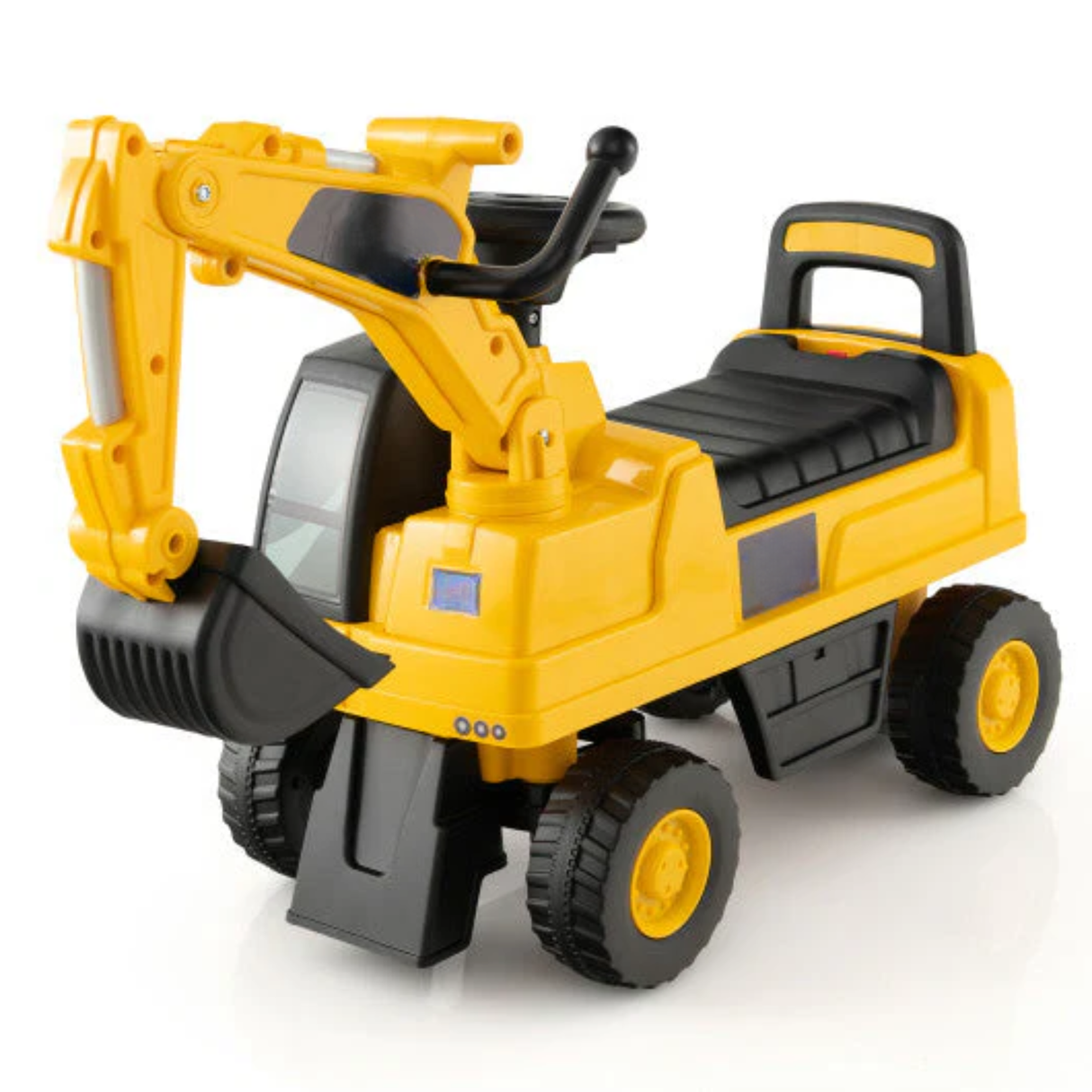Toddlers CAT Excavator Foot-To-Floor Ride-On with Adjustable Bucket, Storage