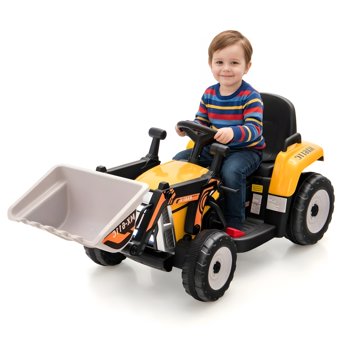 12V 1-Seater Kids Ride-On Excavator with Music, Adjustable Arm and Digger Bucket
