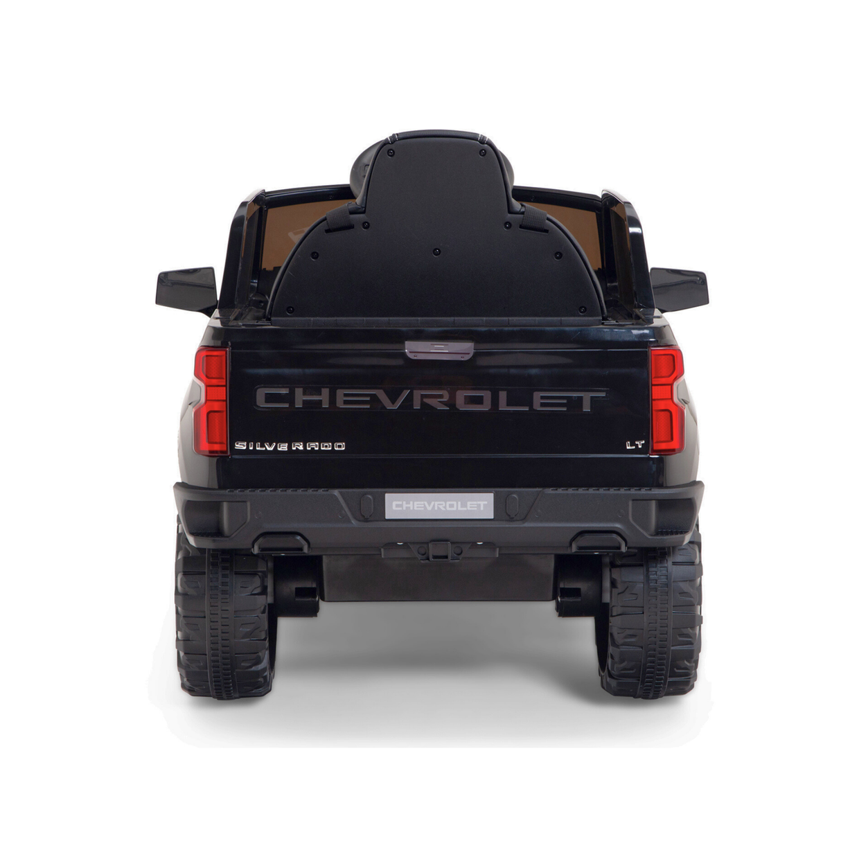 Black 12V Chevrolet Silverado Kids Licensed 1 Seater Ride On Truck with Music, Remote