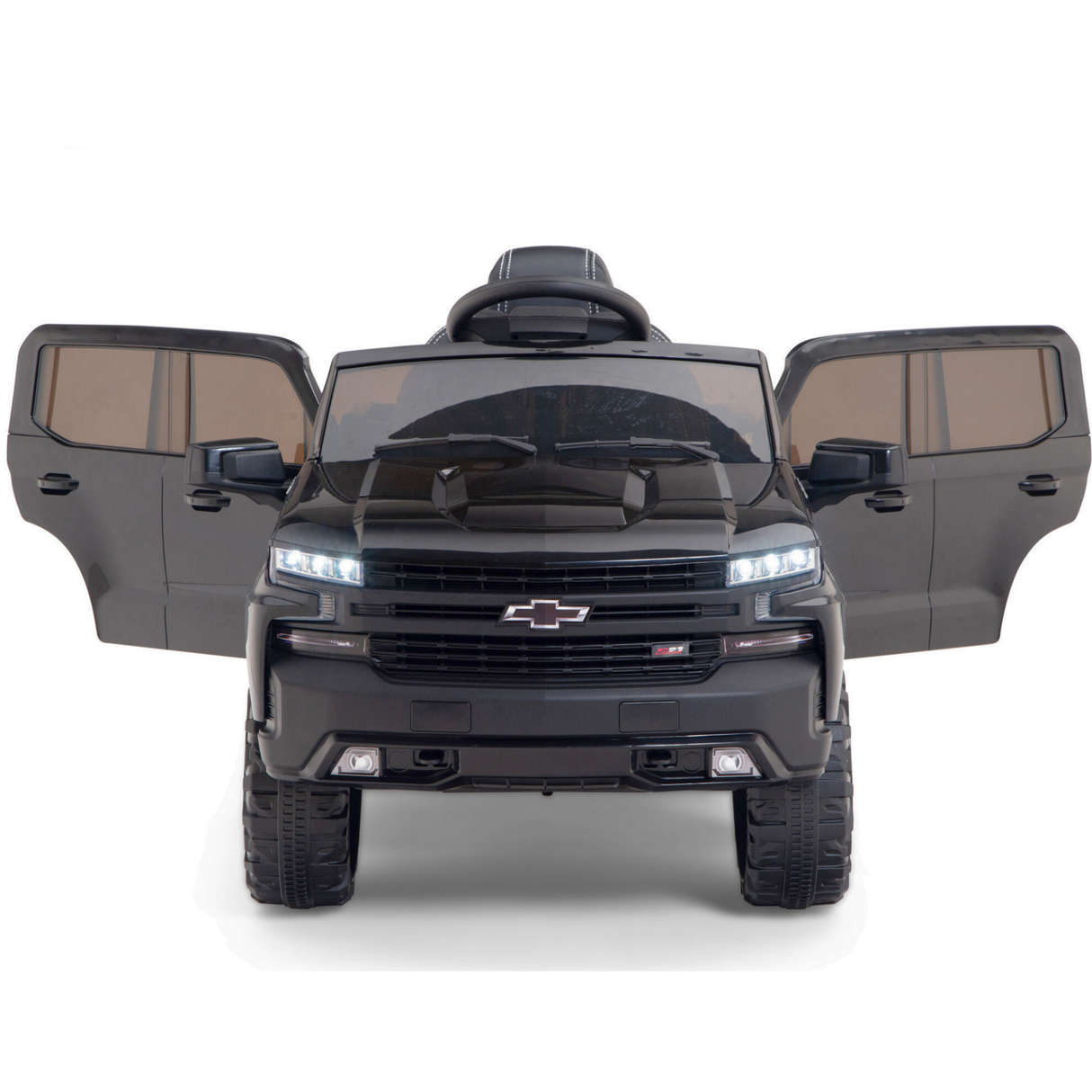 Black 12V Chevrolet Silverado Kids Licensed 1 Seater Ride On Truck with Music, Remote