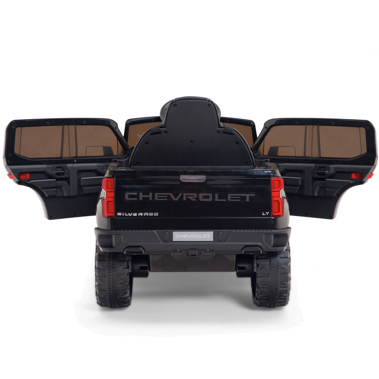Black 12V Chevrolet Silverado Kids Licensed 1 Seater Ride On Truck with Music, Remote