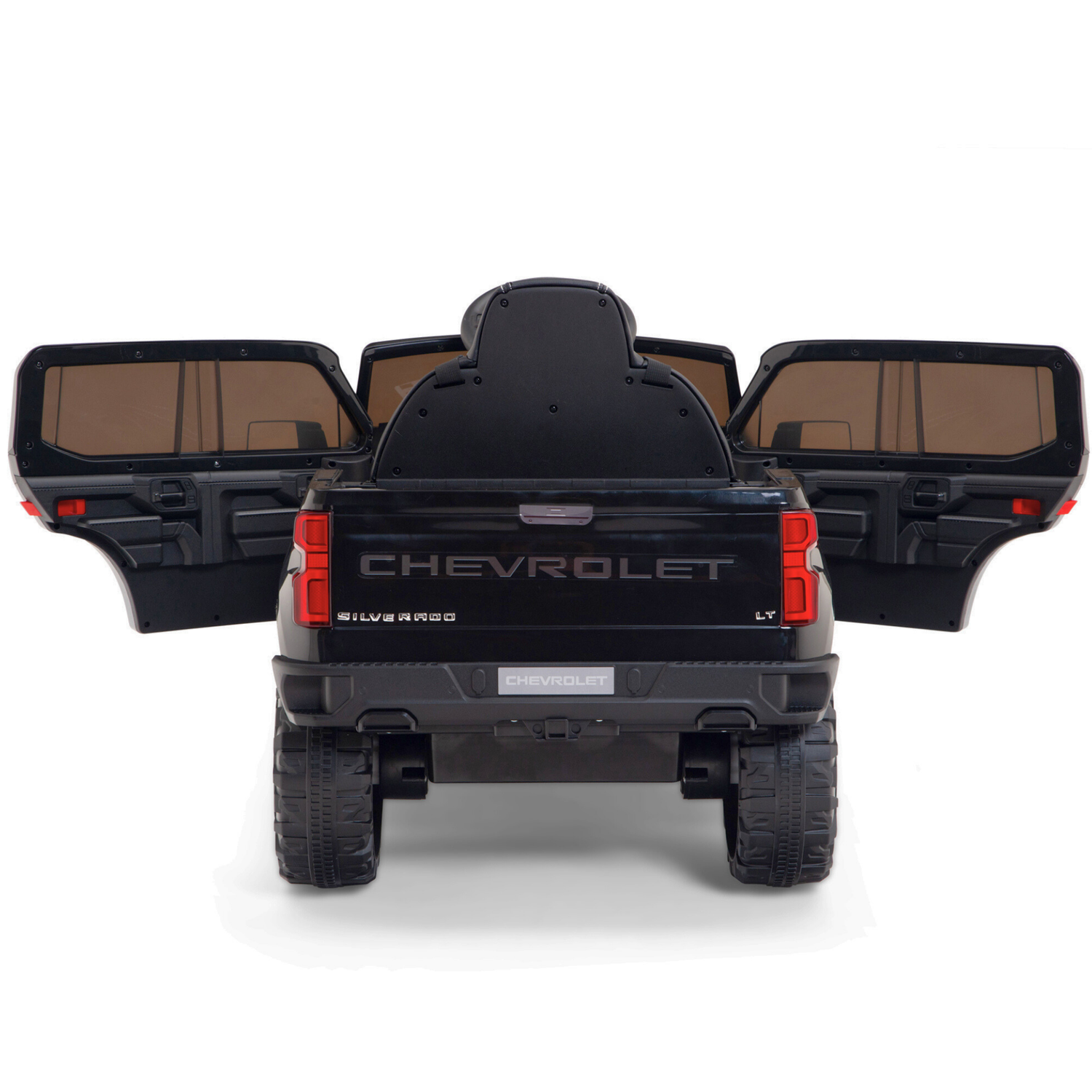 Black 12V Chevrolet Silverado Kids Licensed 1 Seater Ride On Truck with Music, Remote