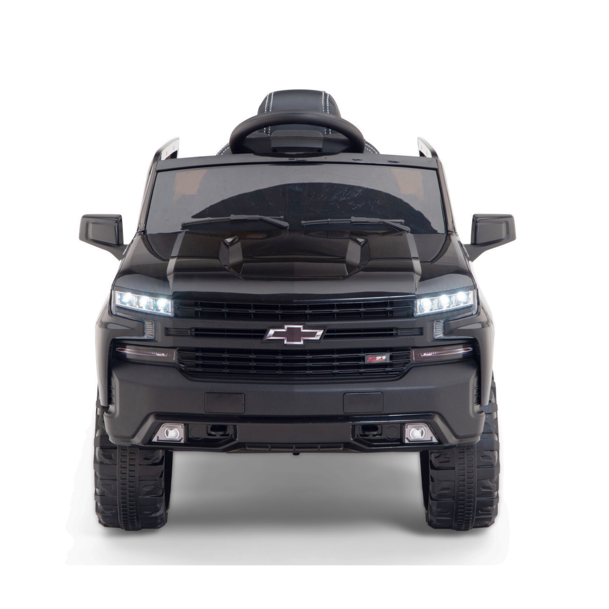 Black 12V Chevrolet Silverado Kids Licensed 1 Seater Ride On Truck with Music, Remote