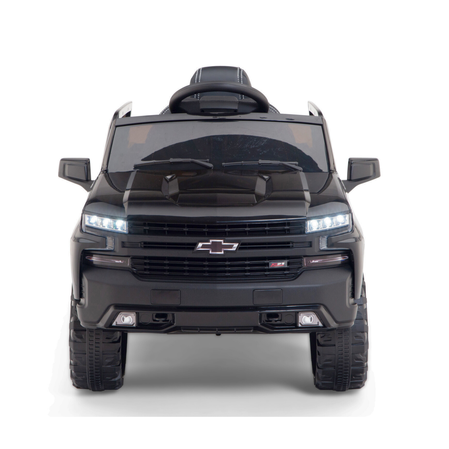 Black 12V Chevrolet Silverado Kids Licensed 1 Seater Ride On Truck with Music, Remote
