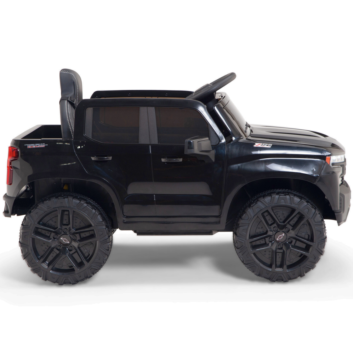 Black 12V Chevrolet Silverado Kids Licensed 1 Seater Ride On Truck with Music, Remote