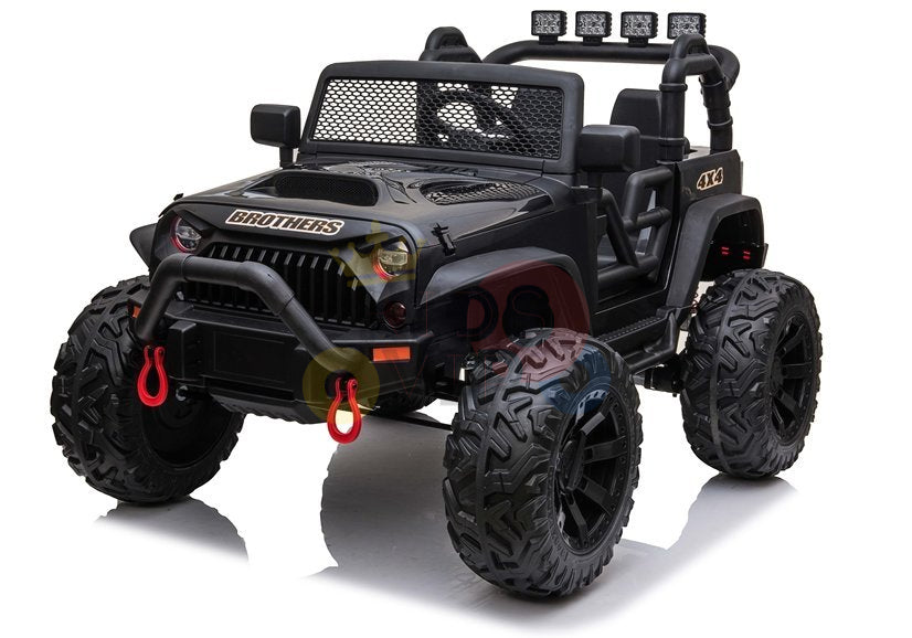 kidsvip 24v ride on truck rubber wheels leather seat big wheels lifted crowler black 68