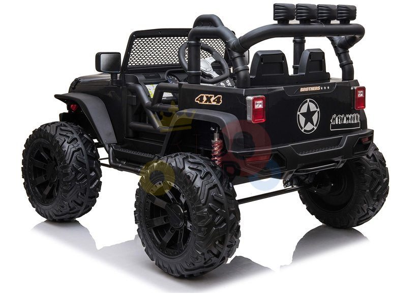 kidsvip 24v ride on truck rubber wheels leather seat big wheels lifted crowler black 70