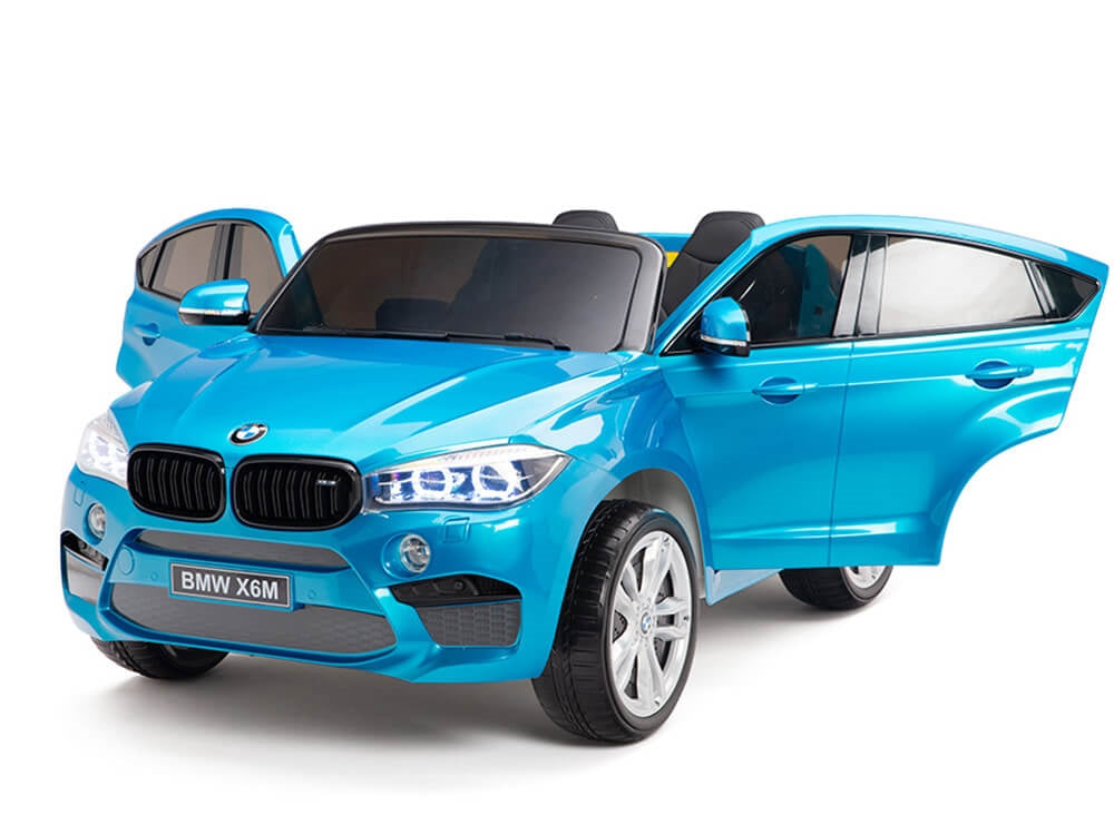 Blue 12V XL 2-Seater Limited Edition Licensed BMW X6 Ride-On Car with EVA Wheels, Music, RC