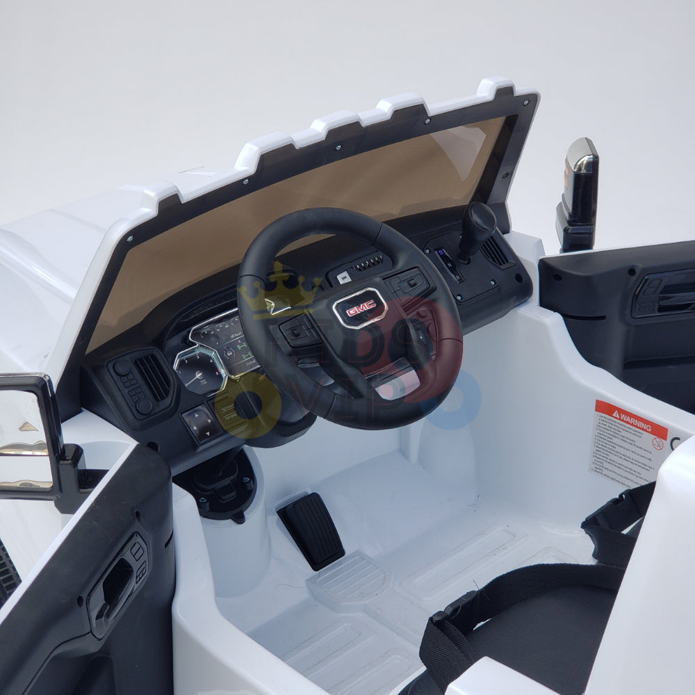 kidsvip gmc sierra kids ride on car 12v rubber wheels leather seat 2 seater red white black blue pink 21