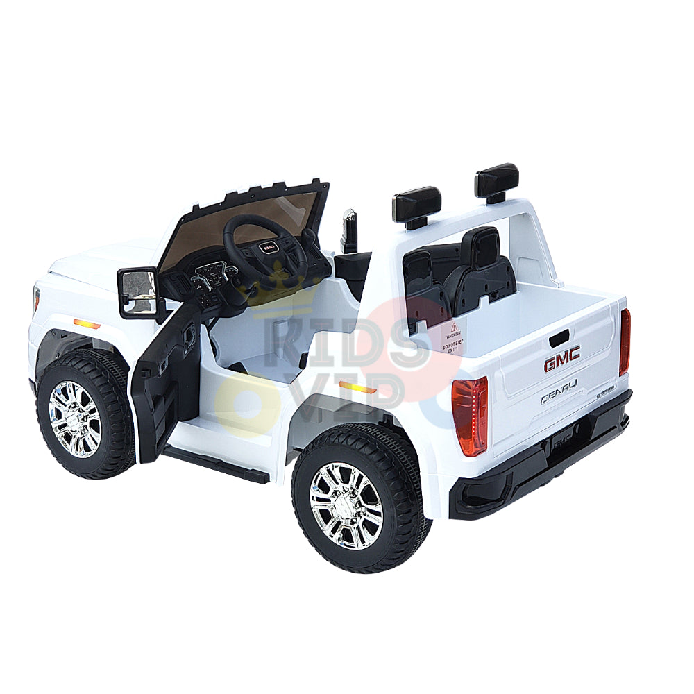 kidsvip gmc sierra kids ride on car 12v rubber wheels leather seat 2 seater red white black blue pink 23