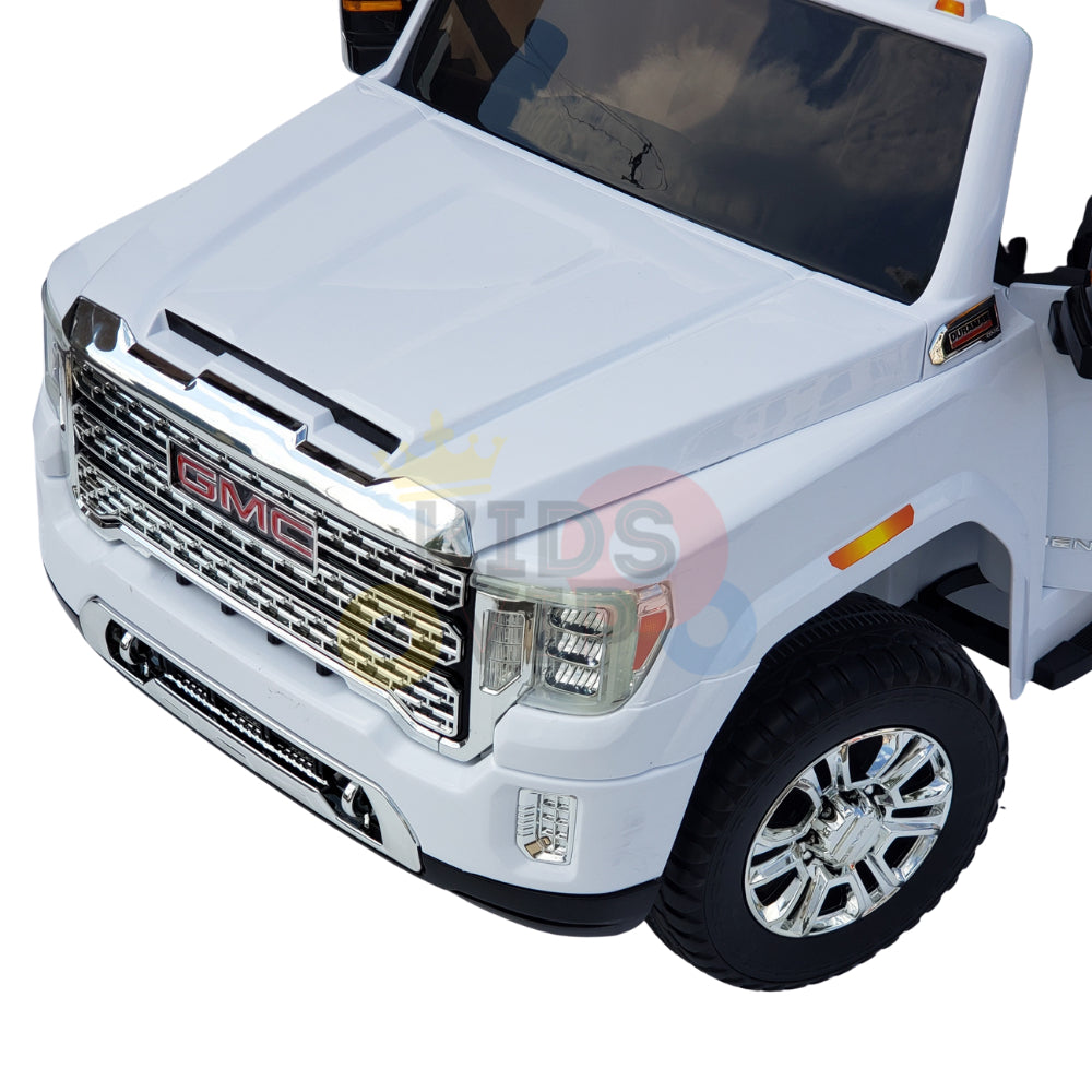 kidsvip gmc sierra kids ride on car 12v rubber wheels leather seat 2 seater red white black blue pink 24