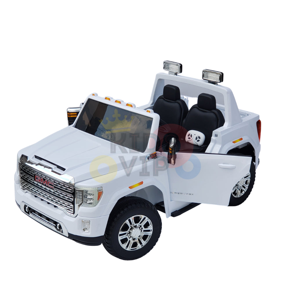 kidsvip gmc sierra kids ride on car 12v rubber wheels leather seat 2 seater red white black blue pink 27