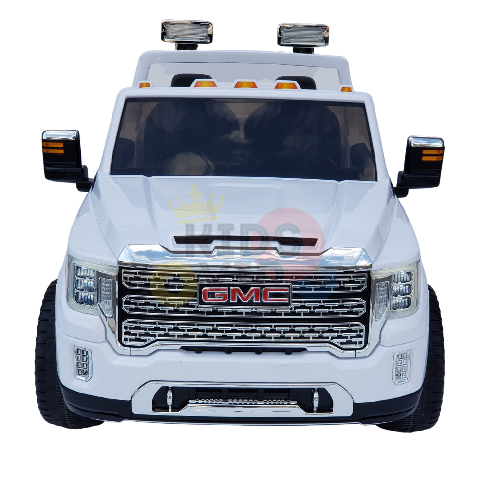 kidsvip gmc sierra kids ride on car 12v rubber wheels leather seat 2 seater red white black blue pink 8