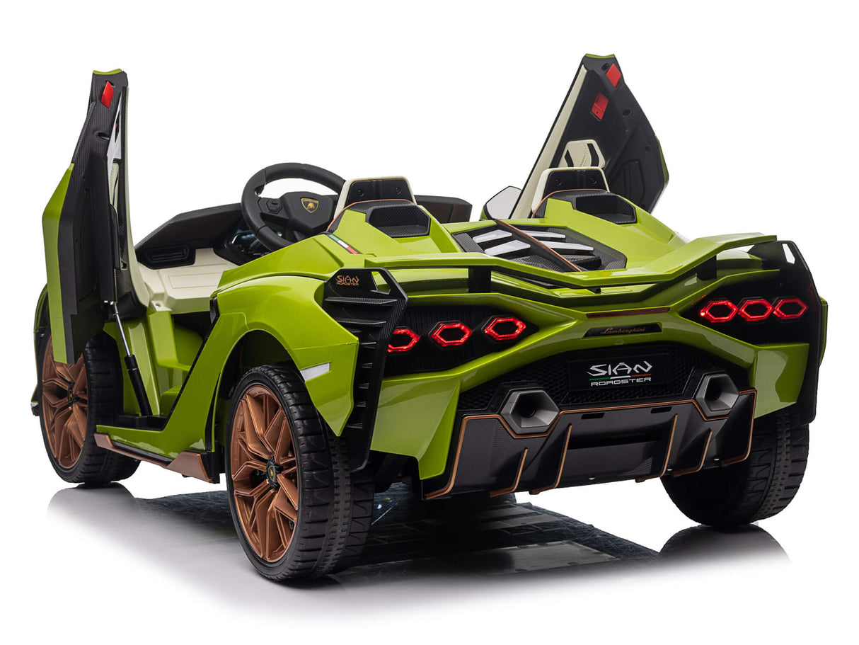 Green 24V Official LX Lamborghini Sian 2-Seater Ride On Car with Music, RC