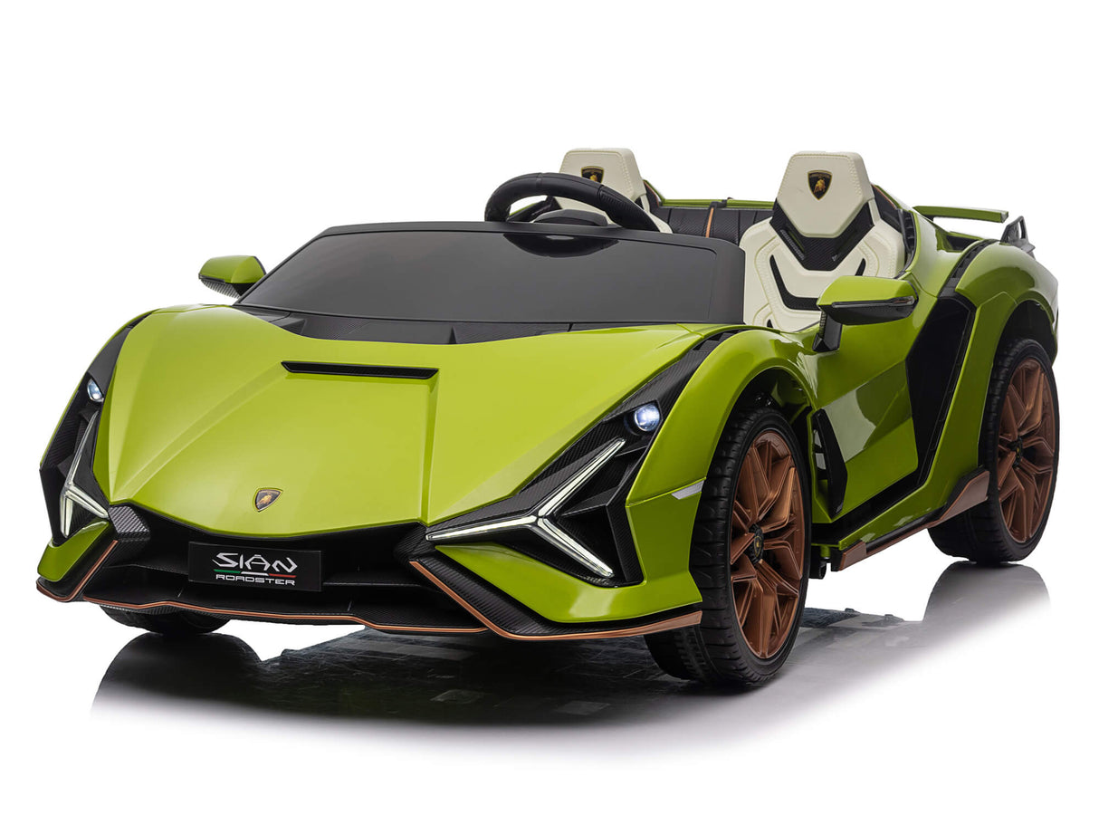 Green 24V Official LX Lamborghini Sian 2-Seater Ride On Car with Music, RC