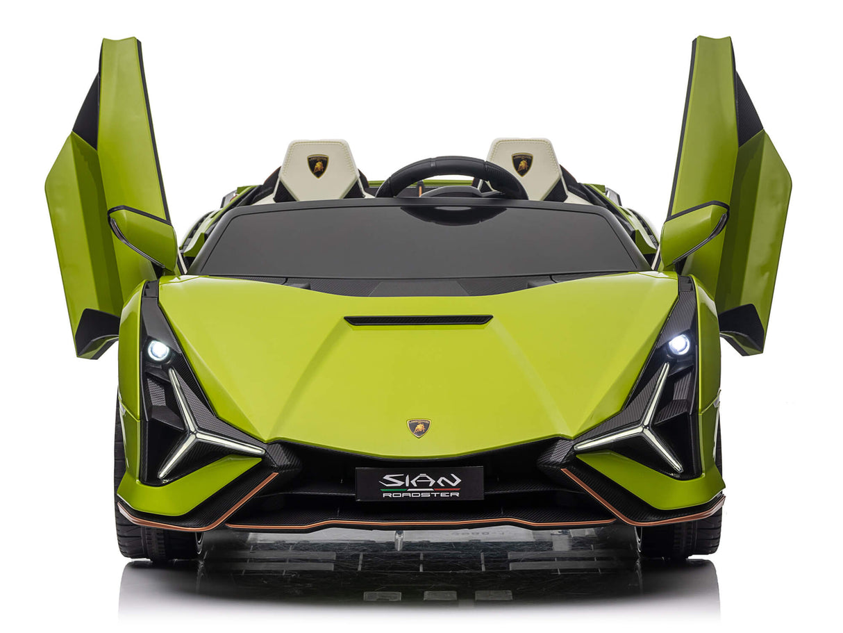 Green 24V Official LX Lamborghini Sian 2-Seater Ride On Car with Music, RC