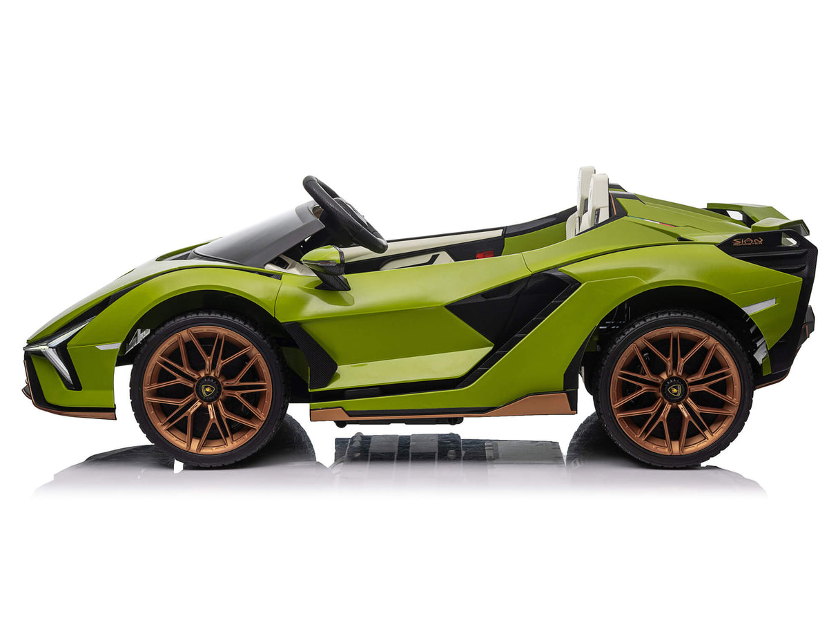 Green 24V Official LX Lamborghini Sian 2-Seater Ride On Car with Music, RC