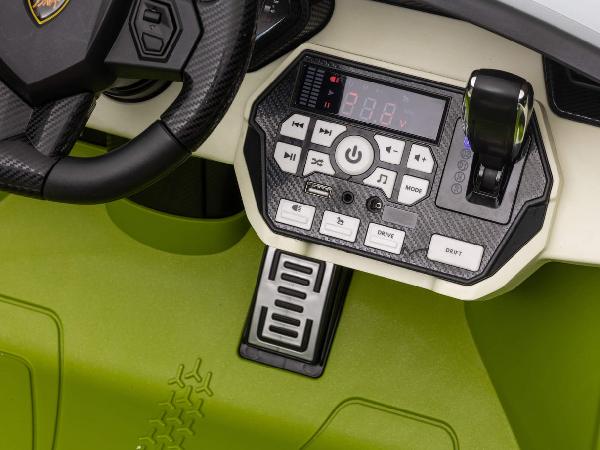 Green 24V Official LX Lamborghini Sian 2-Seater Ride On Car with Music, RC