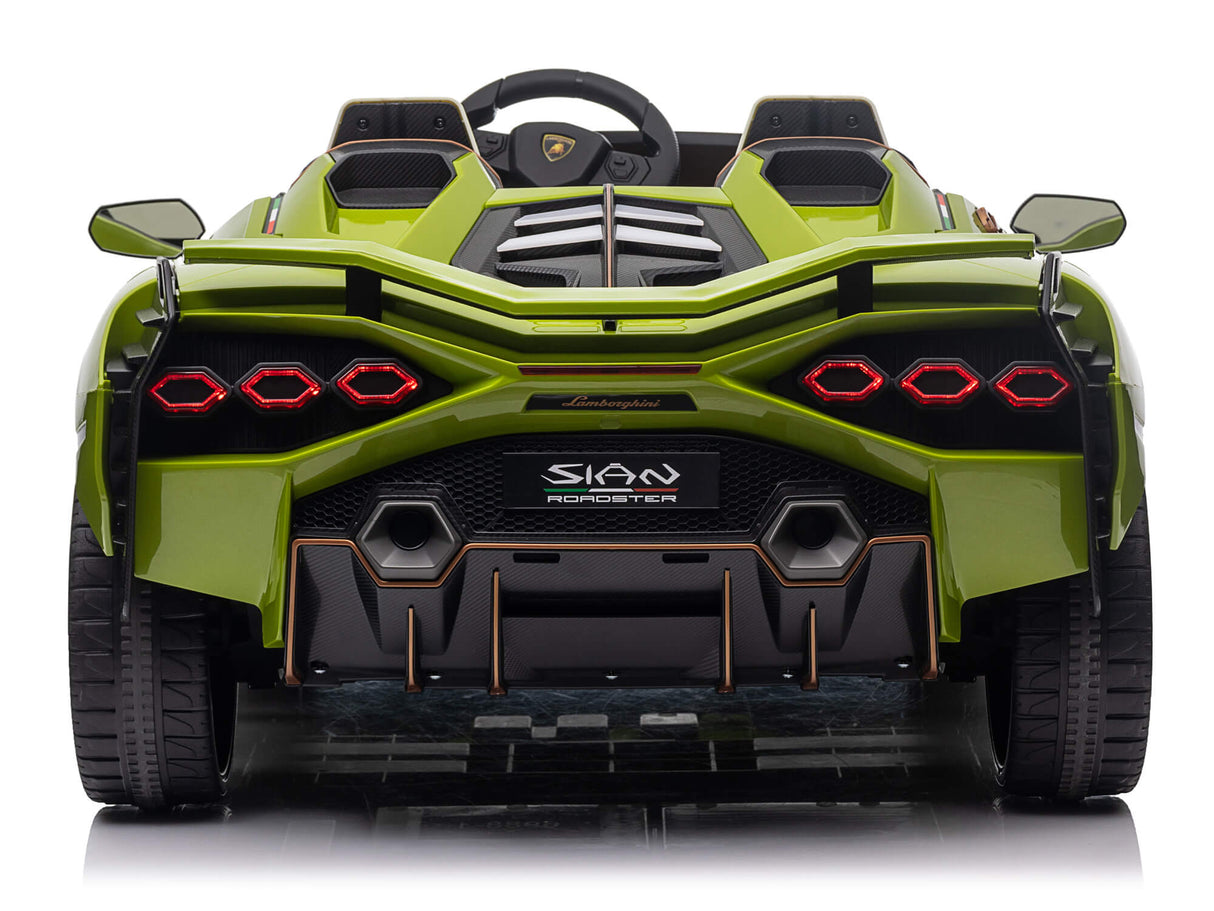 Green 24V Official LX Lamborghini Sian 2-Seater Ride On Car with Music, RC