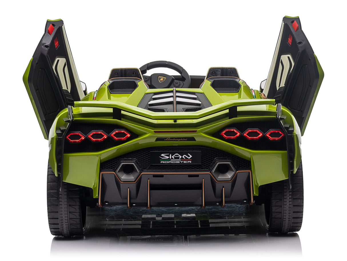Green 24V Official LX Lamborghini Sian 2-Seater Ride On Car with Music, RC