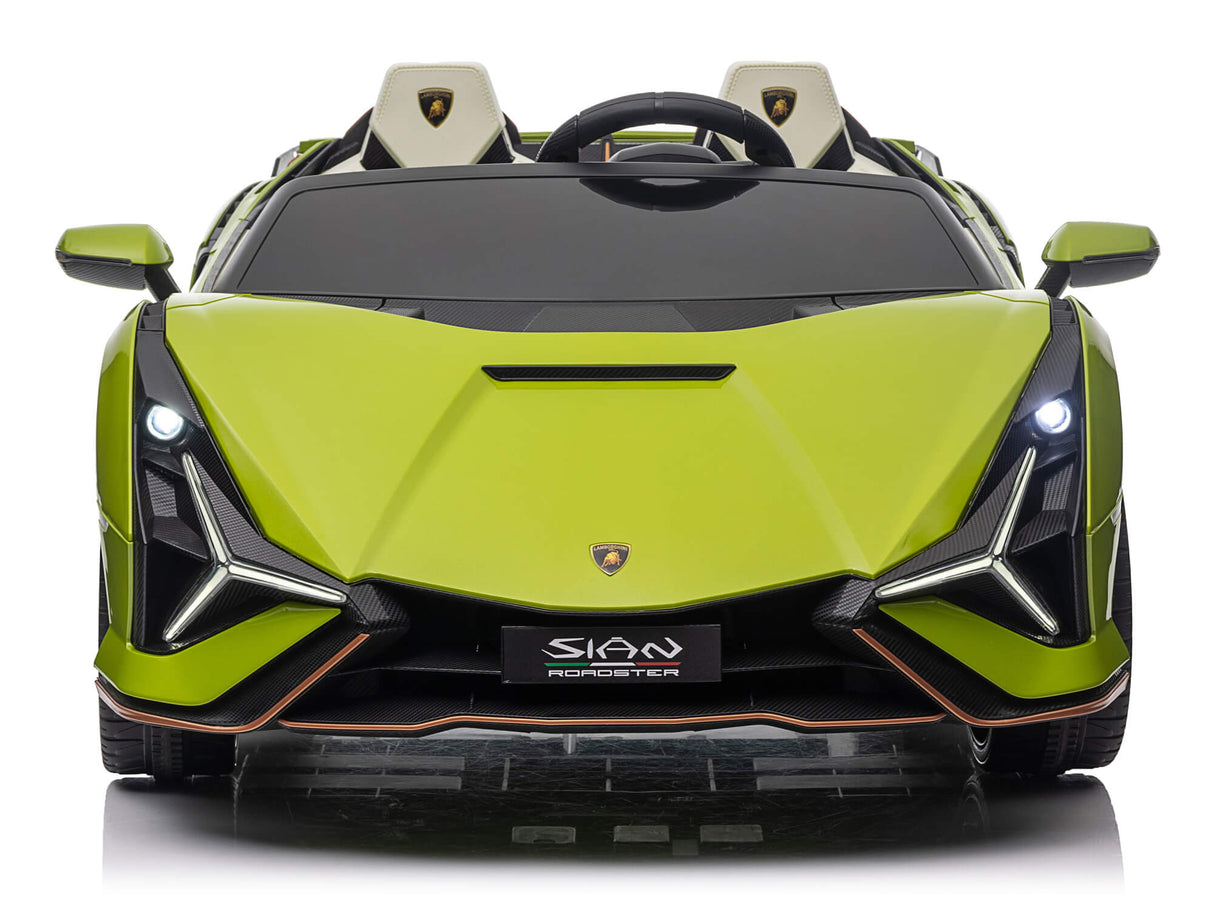 Green 24V Official LX Lamborghini Sian 2-Seater Ride On Car with Music, RC