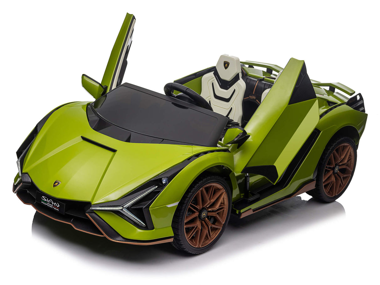 Green 24V Official LX Lamborghini Sian 2-Seater Ride On Car with Music, RC