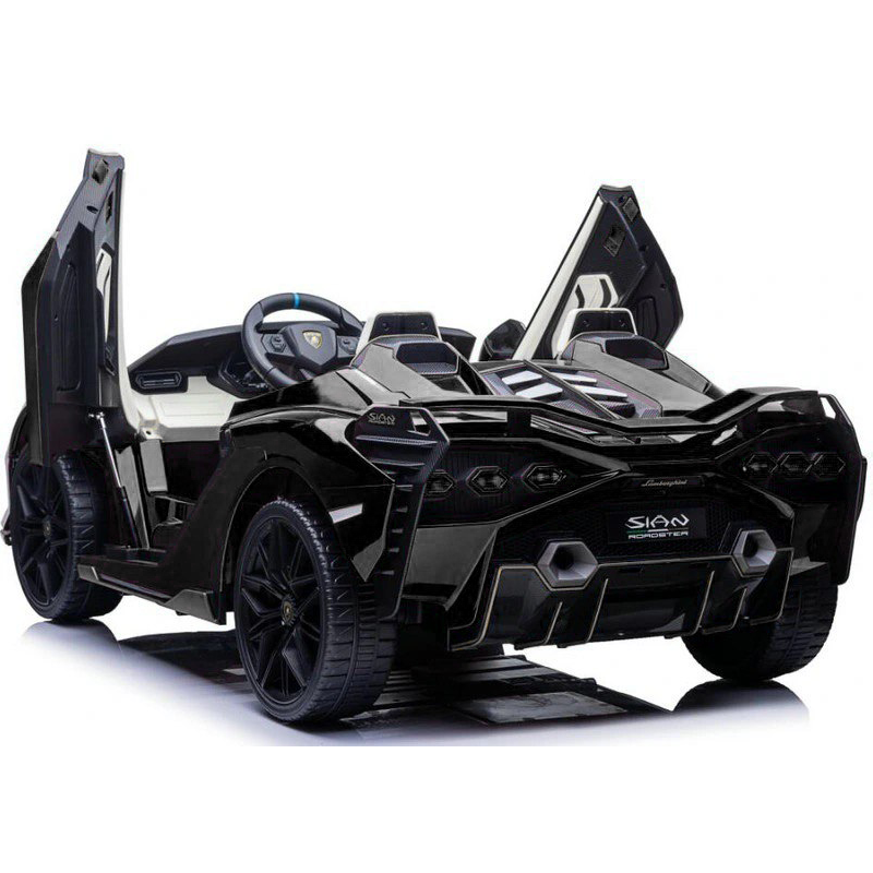 Black 24V Official LX Lamborghini Sian 2-Seater Ride On Car with Music, RC
