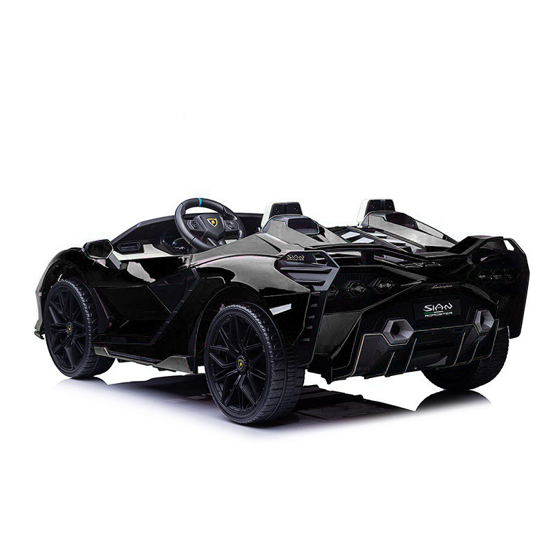 Black 24V Official LX Lamborghini Sian 2-Seater Ride On Car with Music, RC