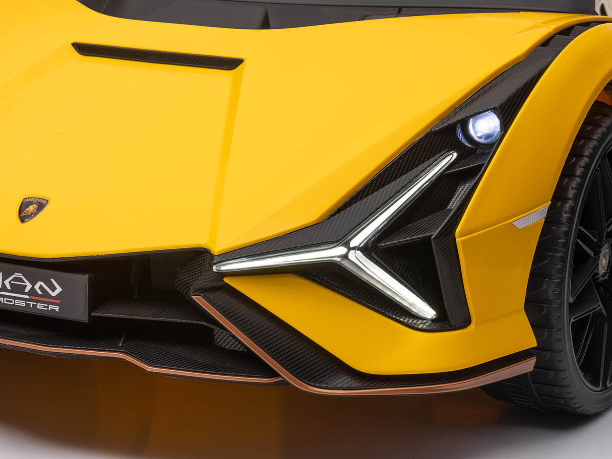 Yellow 24V Official LX Lamborghini Sian 2-Seater Ride On Car with Music, RC