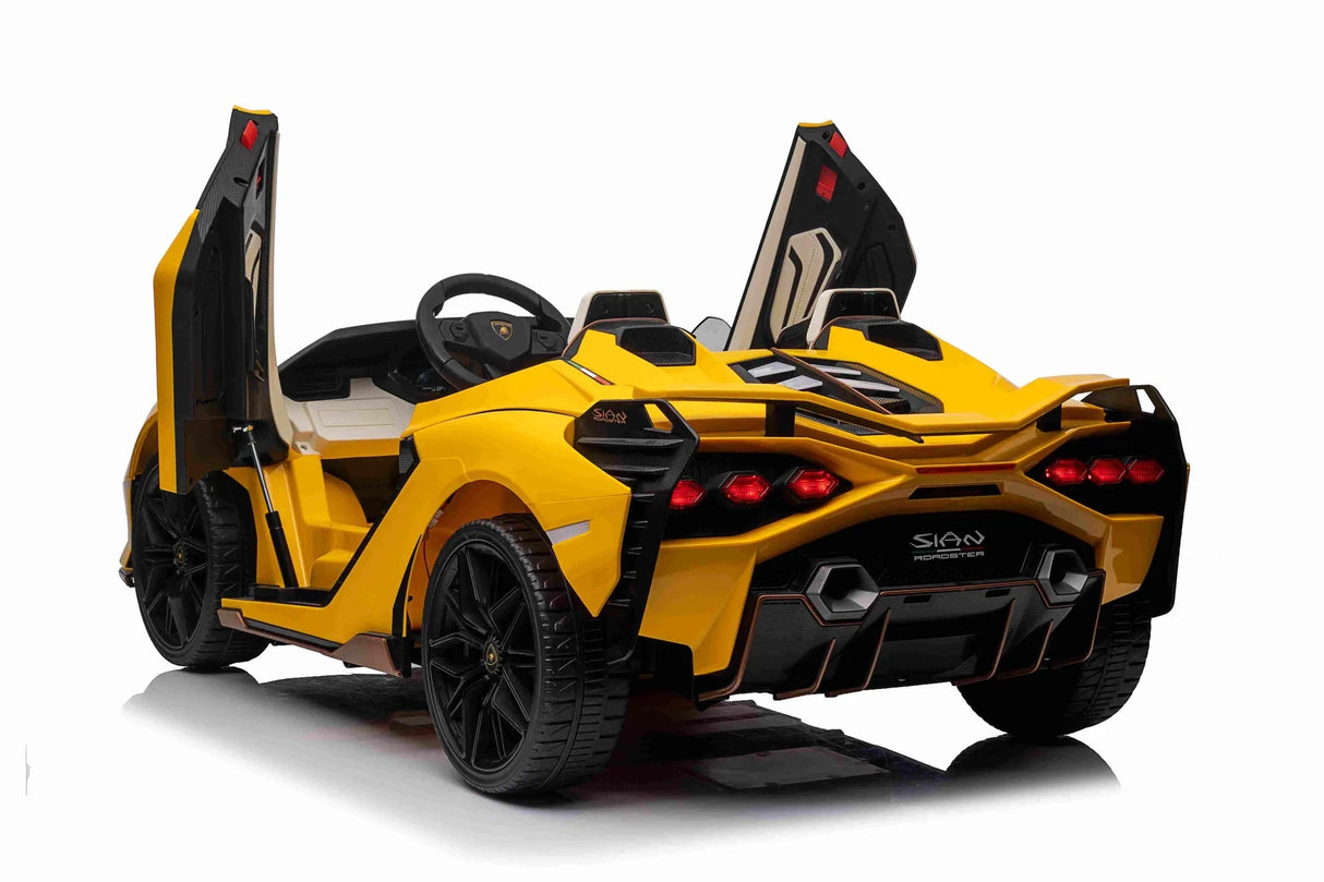 Yellow 24V Official LX Lamborghini Sian 2-Seater Ride On Car with Music, RC