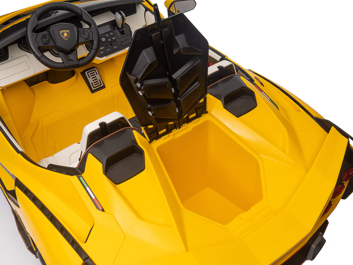 Yellow 24V Official LX Lamborghini Sian 2-Seater Ride On Car with Music, RC