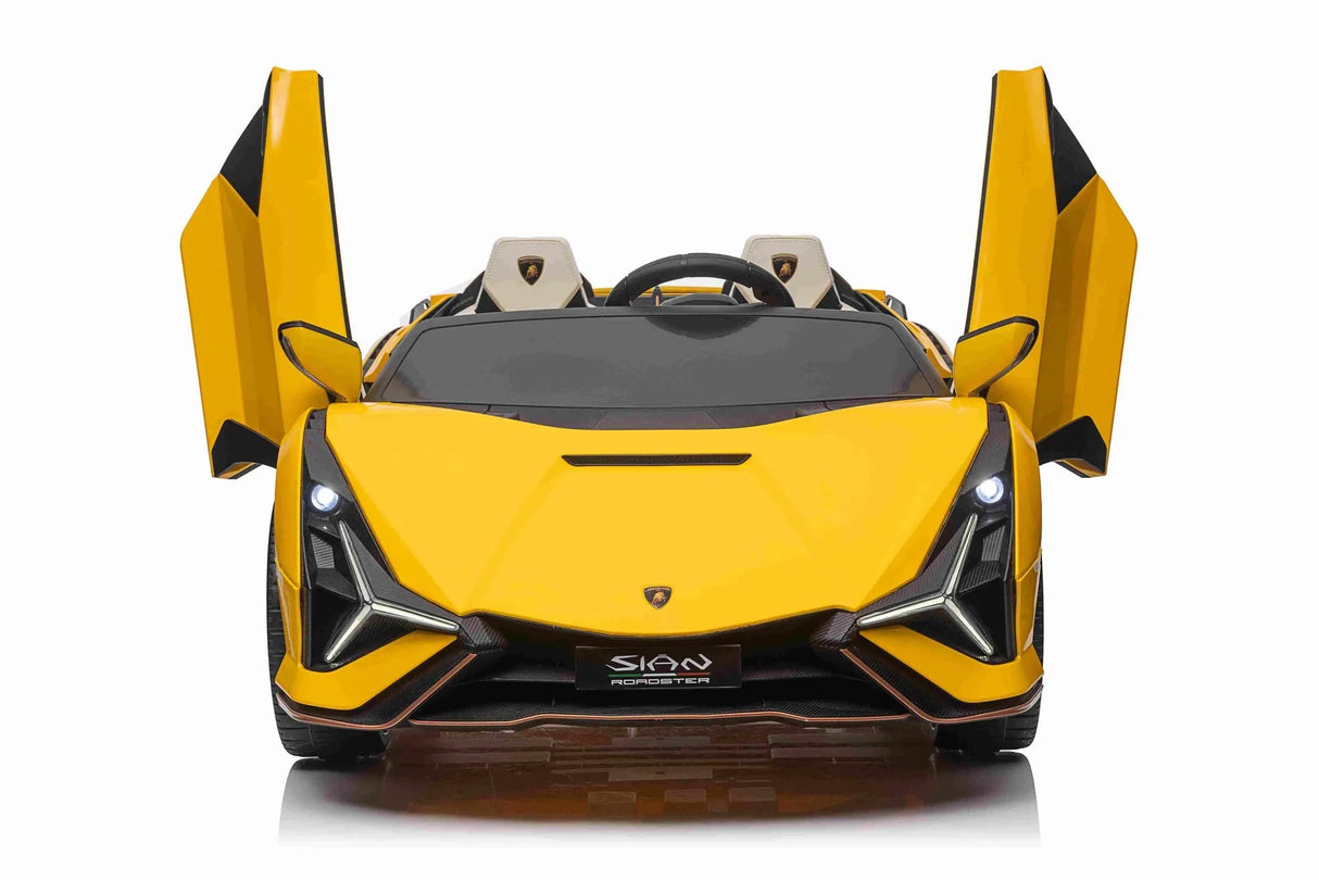 Yellow 24V Official LX Lamborghini Sian 2-Seater Ride On Car with Music, RC
