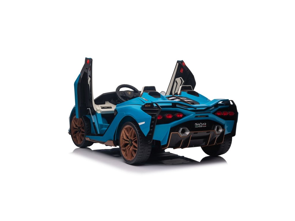 Blue 24V Official LX Lamborghini Sian 2-Seater Ride On Car with Music, RC