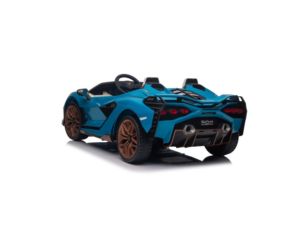 Blue 24V Official LX Lamborghini Sian 2-Seater Ride On Car with Music, RC