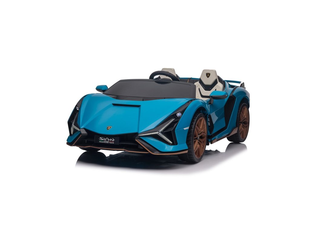 Blue 24V Official LX Lamborghini Sian 2-Seater Ride On Car with Music, RC