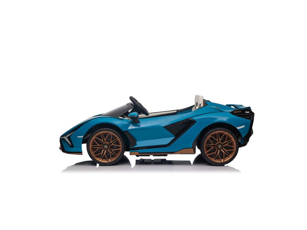 Blue 24V Official LX Lamborghini Sian 2-Seater Ride On Car with Music, RC