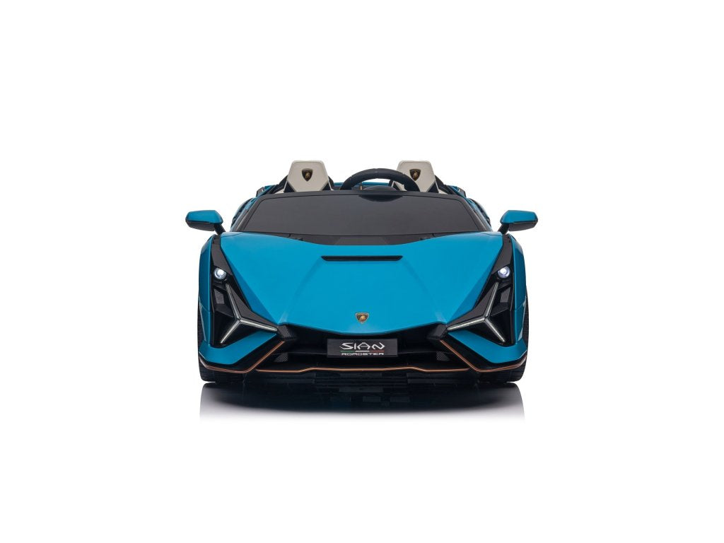 Blue 24V Official LX Lamborghini Sian 2-Seater Ride On Car with Music, RC