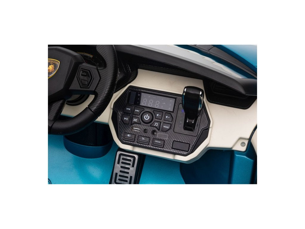 Blue 24V Official LX Lamborghini Sian 2-Seater Ride On Car with Music, RC