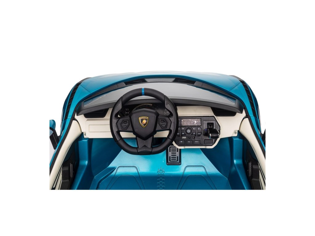 Blue 24V Official LX Lamborghini Sian 2-Seater Ride On Car with Music, RC