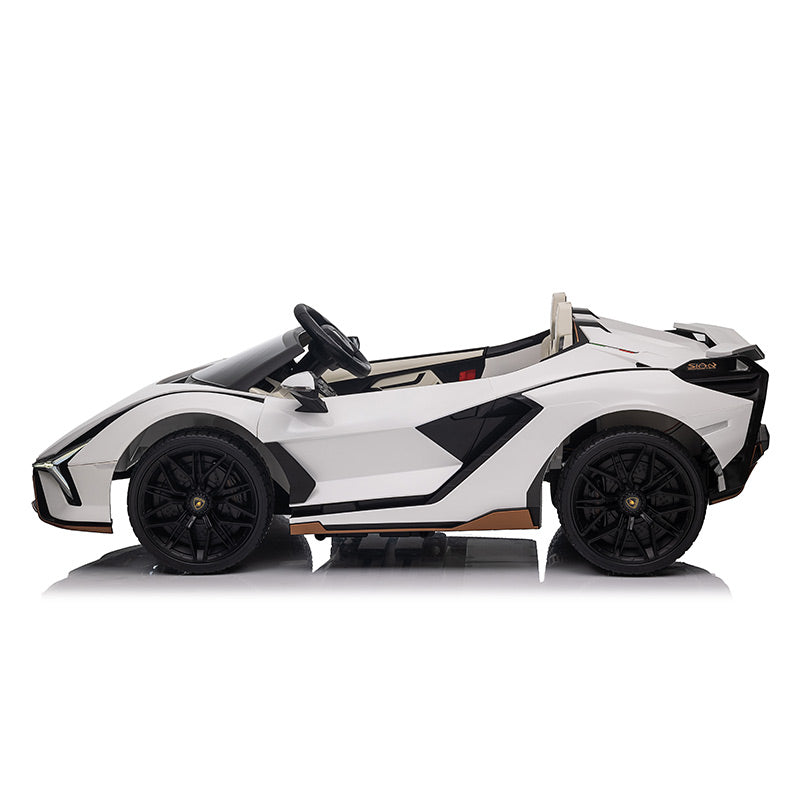 White 24V Official LX Lamborghini Sian 2-Seater Ride On Car with Music, RC