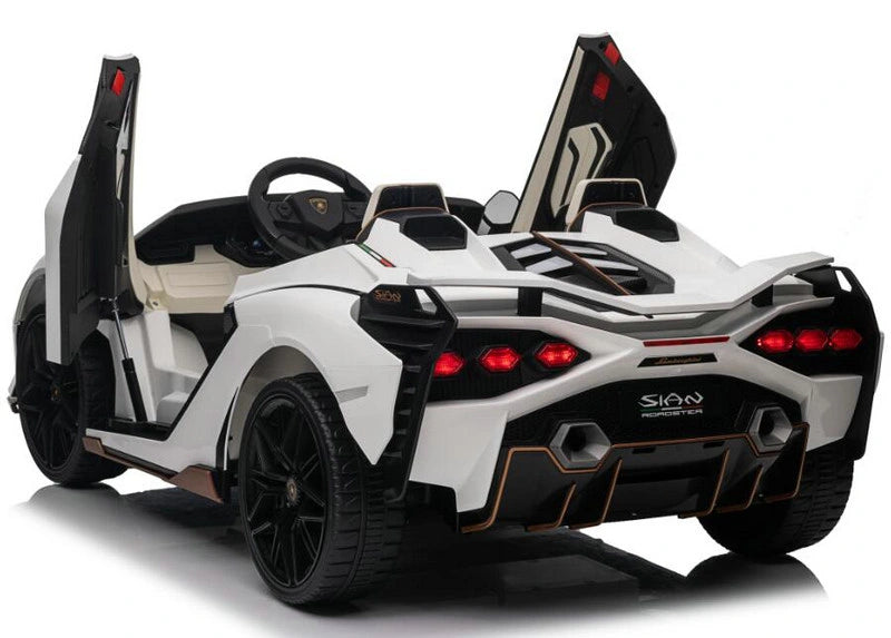 White 24V Official LX Lamborghini Sian 2-Seater Ride On Car with Music, RC