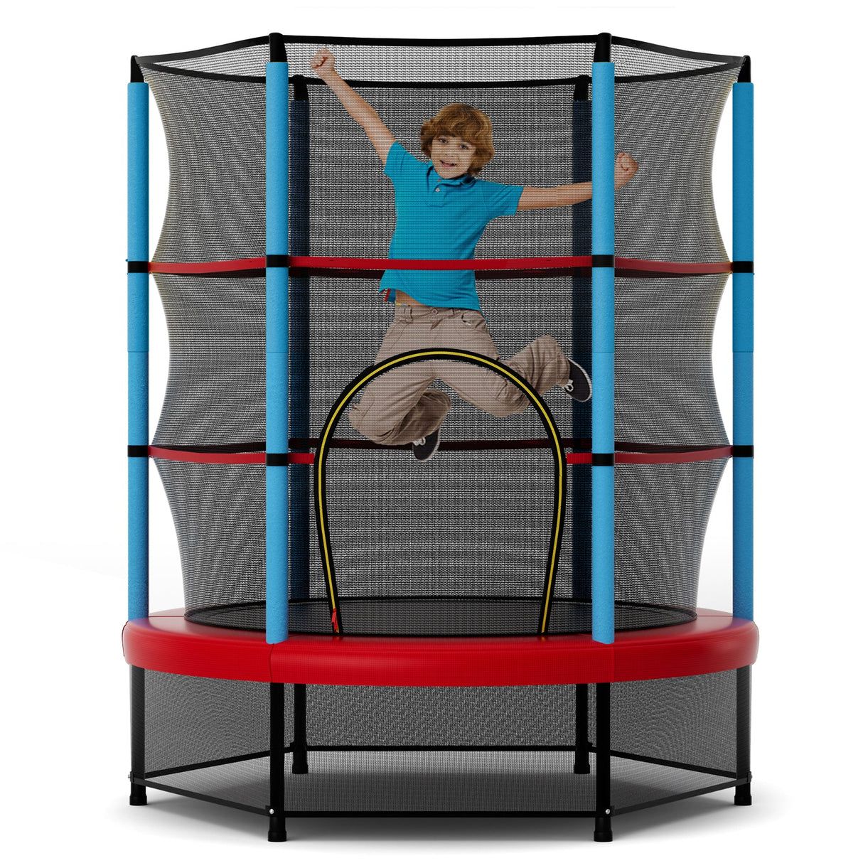 Kids Trampoline Recreational Bounce Jumper with Safety Enclosure Net-Navy