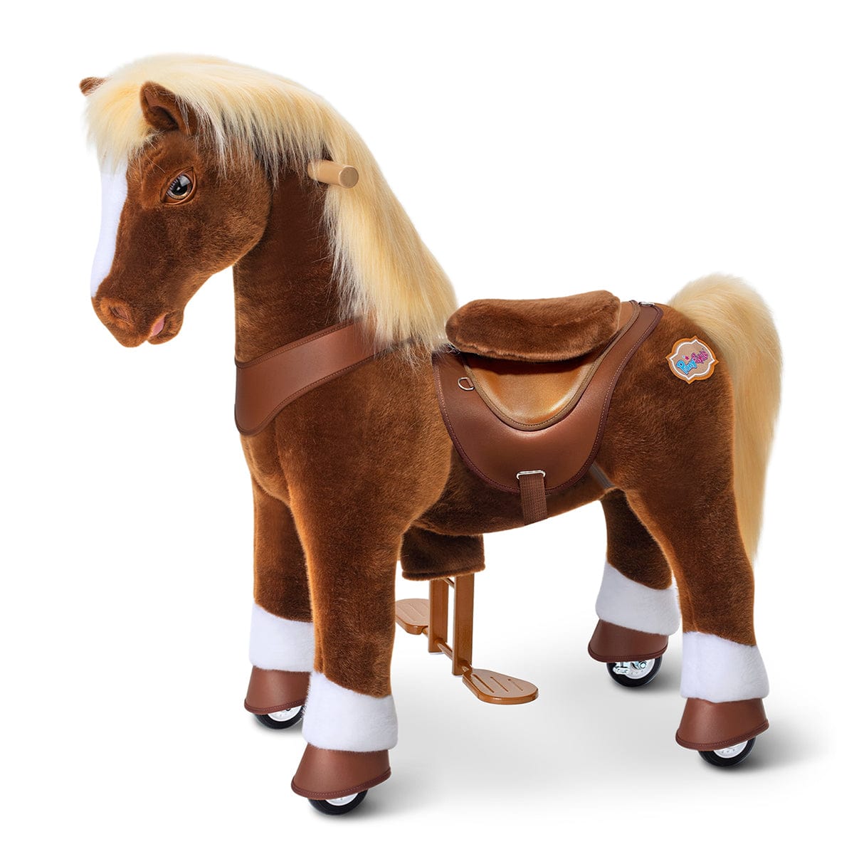 Toddlers Brown Indoor/Outdoor Ride-On Pony with Cushioned Seat, Anti-Slip Wheels (Ages 4–7)
