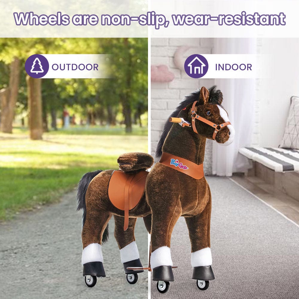 Toddlers Chocolate Indoor/Outdoor Ride-On Pony with Cushioned Seat, Anti-Slip Wheels (Ages 7+)