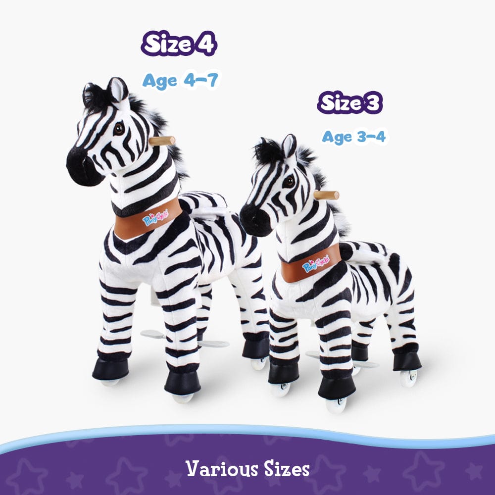 Toddlers Indoor/Outdoor Ride-On Zebra with Cushioned Seat, Anti-Slip Wheels (Ages 4–7)