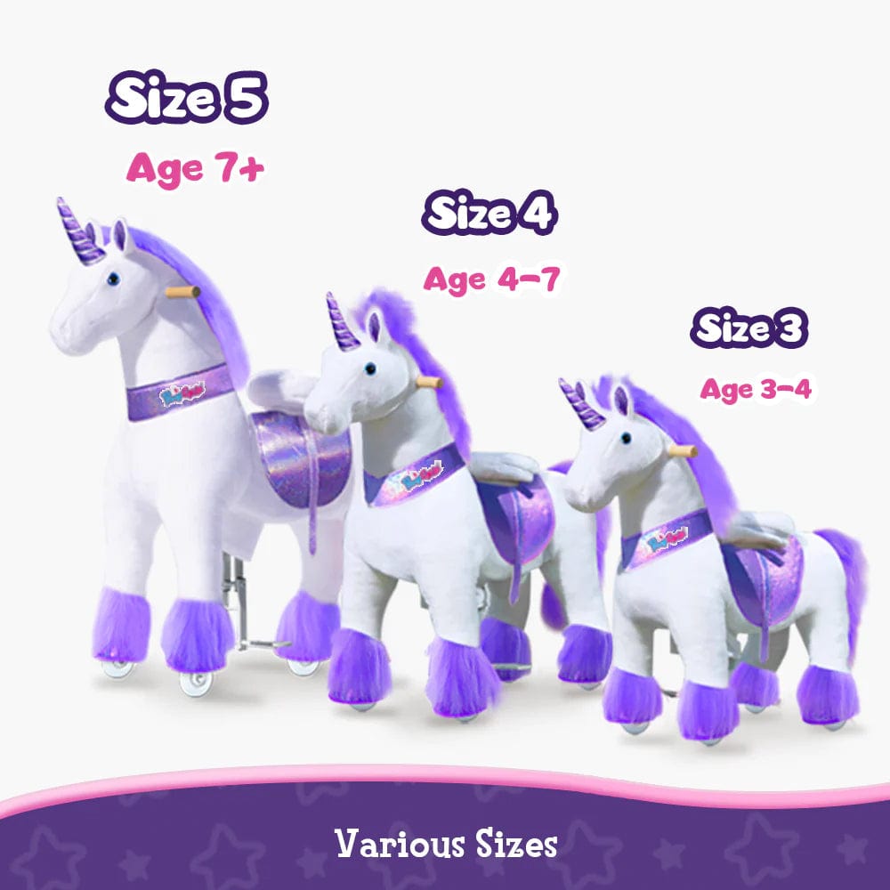 Toddlers Purple Indoor/Outdoor Ride-On Pony with Cushioned Seat, Anti-Slip Wheels (Ages 3–4)