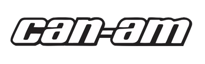 The image shows the Can-Am logo in bold, italicized white text with a black outline. The text reads can-am in lowercase letters.