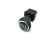 A black control switch with a rounded knob from the Enhance Your Ride with a 2 Seater Mercedes GLC Shifter is on a white background. The knob shows Forward and Stop, and the rectangular base has metal contacts for connection.