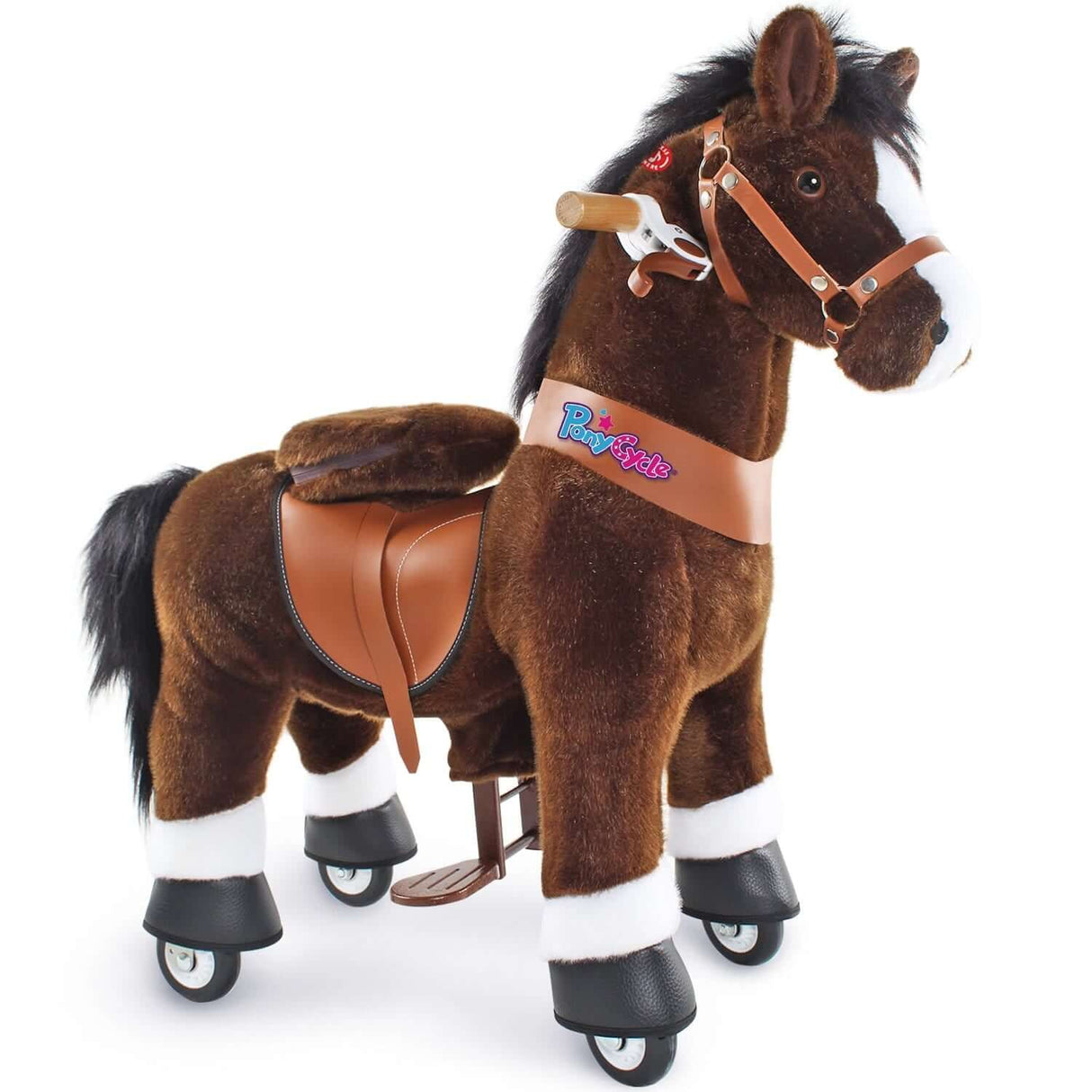 Toddlers Chocolate Indoor/Outdoor Ride-On Pony with Cushioned Seat, Anti-Slip Wheels (Ages 3–4)